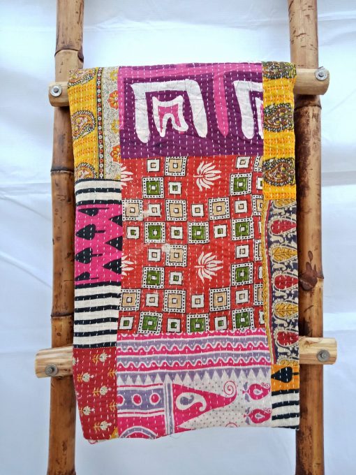 Polka Dot Patchwork Kantha Quilt