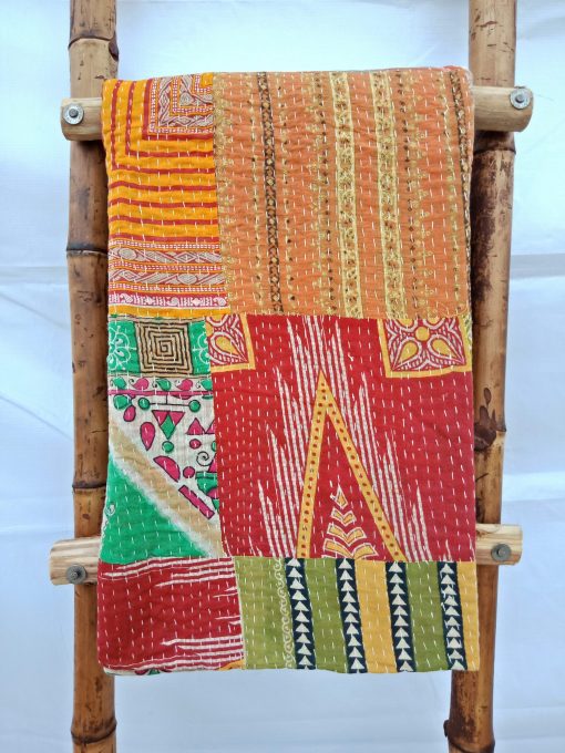 Happy Color Patchwork Kantha Quilt