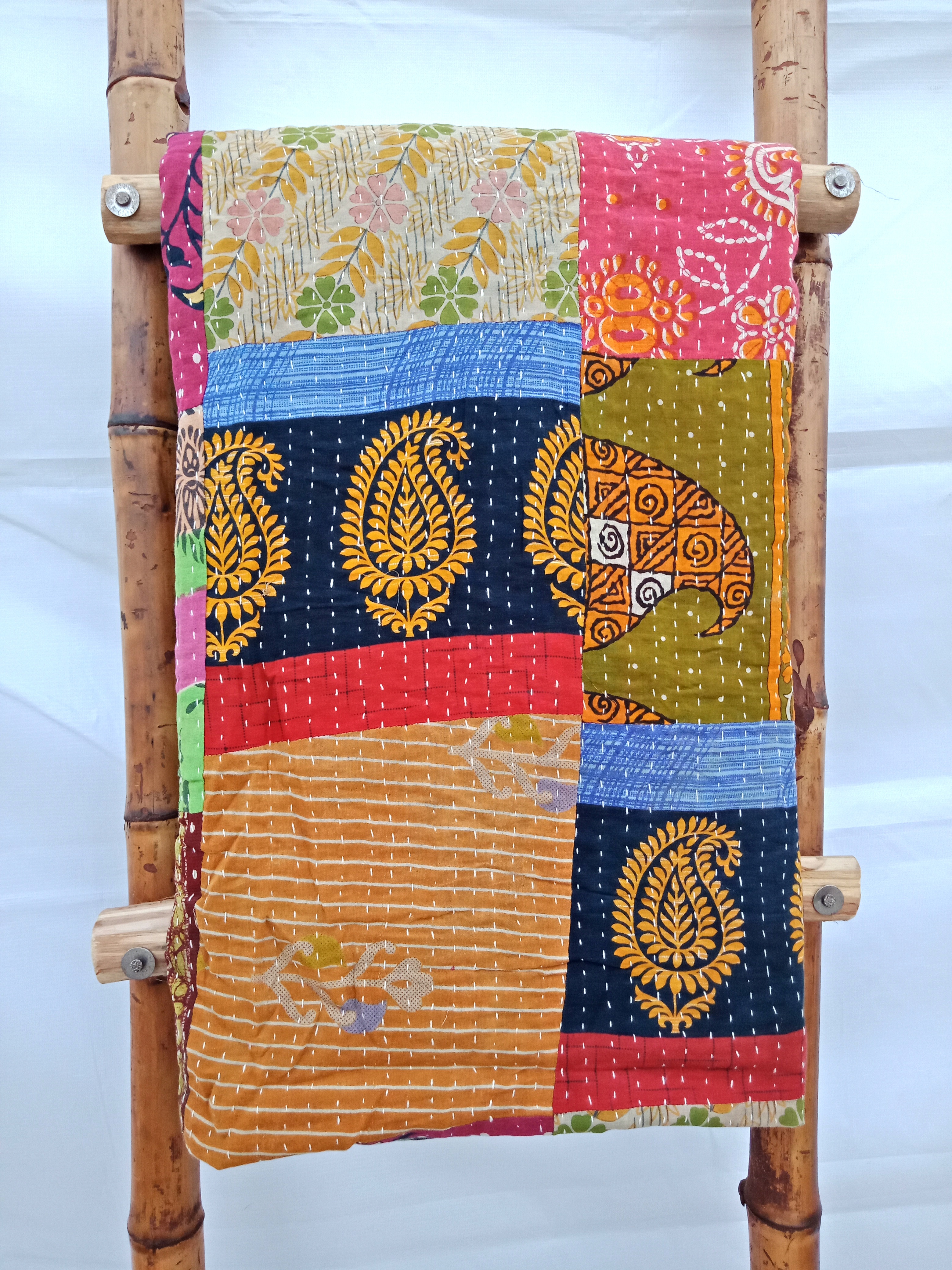 Paisley Patchwork Kantha Quilt Vintage Kantha Quilts and Throws