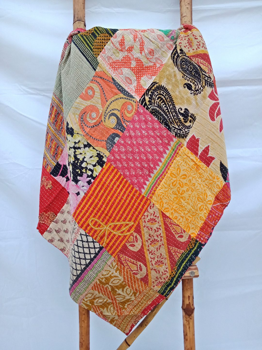 Artisan handstitched Patchwork Kantha Quilt Vintage Kantha Quilts