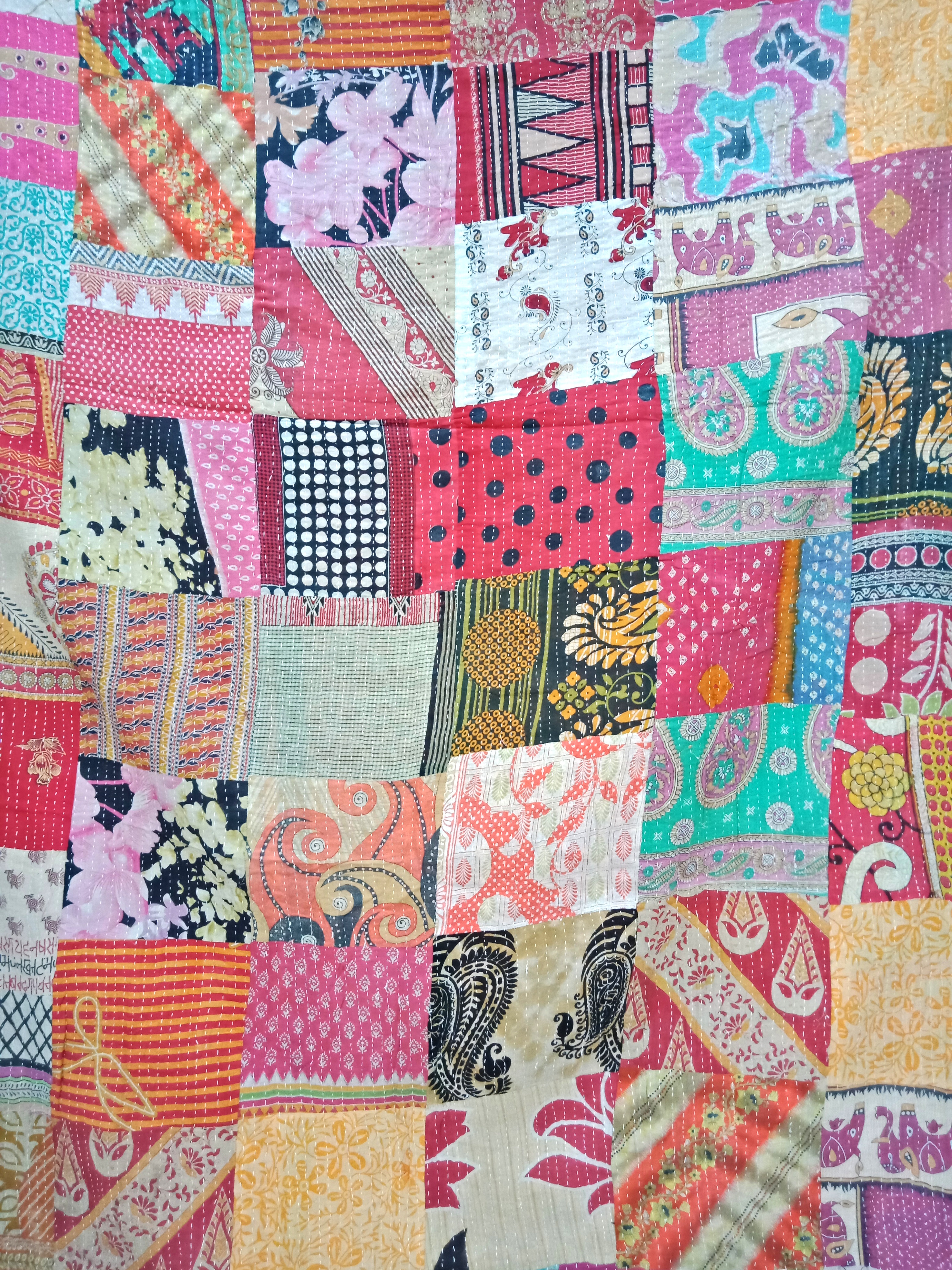 Artisan handstitched Patchwork Kantha Quilt Vintage Kantha Quilts