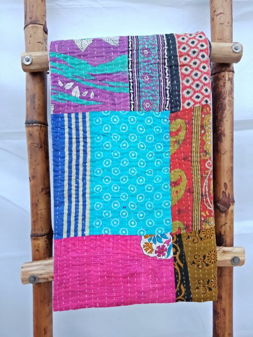 Floral Pattern Patchwork Kantha Quilt