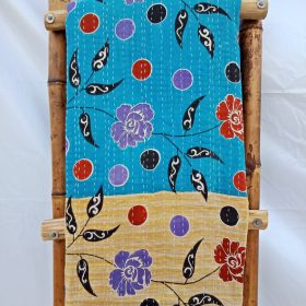 Polka Floral Vintage Kantha Quilt