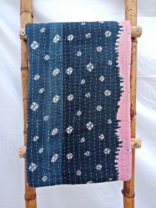 Black Vintage Kantha Quilt