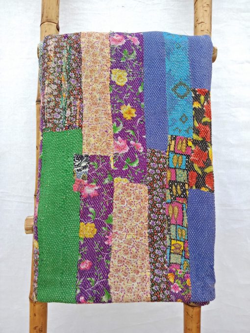 Close Stitched Patchwork Heavy Kantha Quilt
