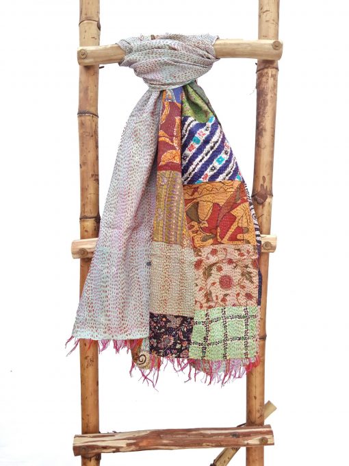 Floral Patchwork Kantha Scarf