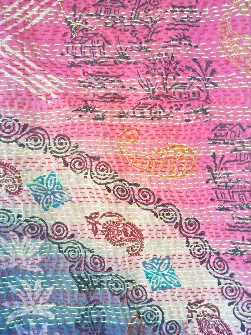 artisan made floral kantha scarf