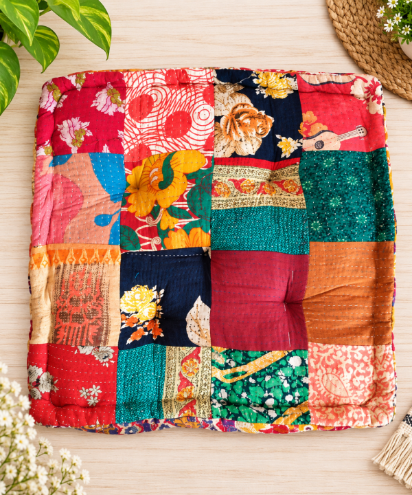 Indian Kantha Patchwork Floor Cushion