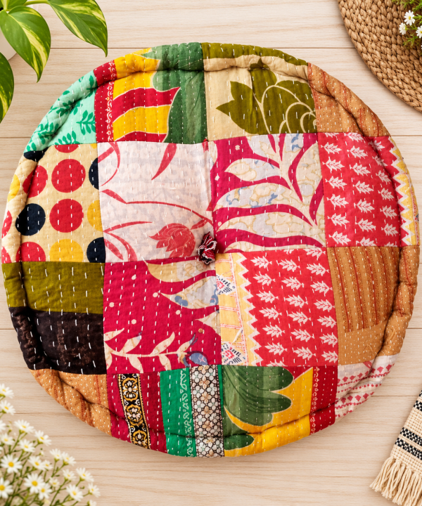 Vintage Kantha Patchwork Floor Cushion