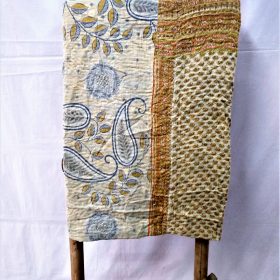 Paisley Leaf Vintage Kantha Quilt