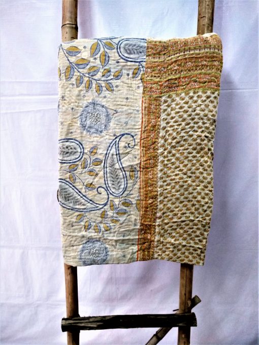 Paisley Leaf Vintage Kantha Quilt