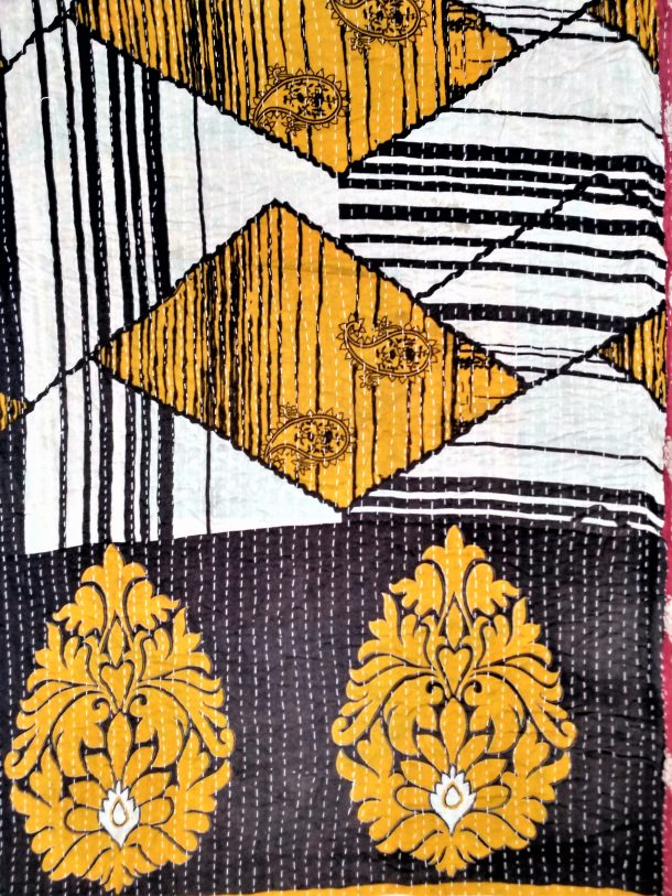 Paisley Bengali Kantha Quilt Vintage Kantha Quilts, Throw Blankets