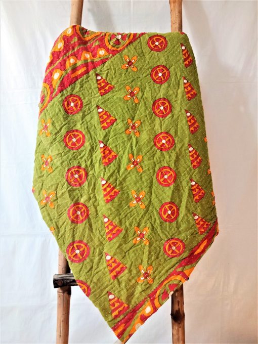 Floral Green Kantha Twin