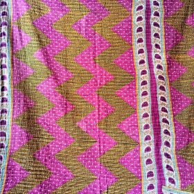 Zigzag kantha throw