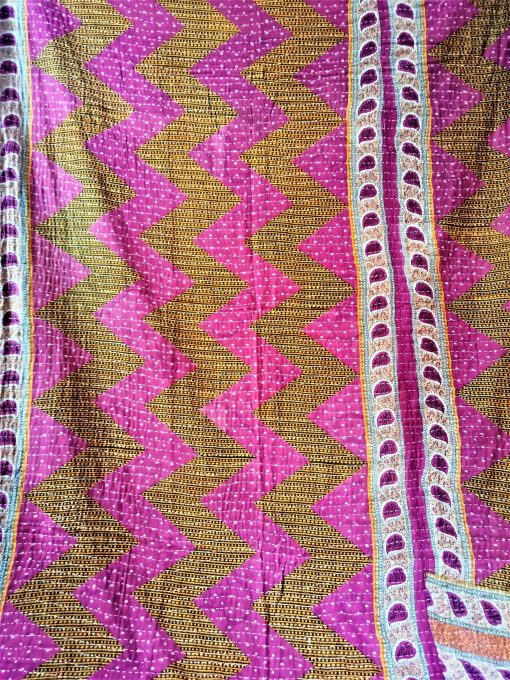 Zigzag kantha throw