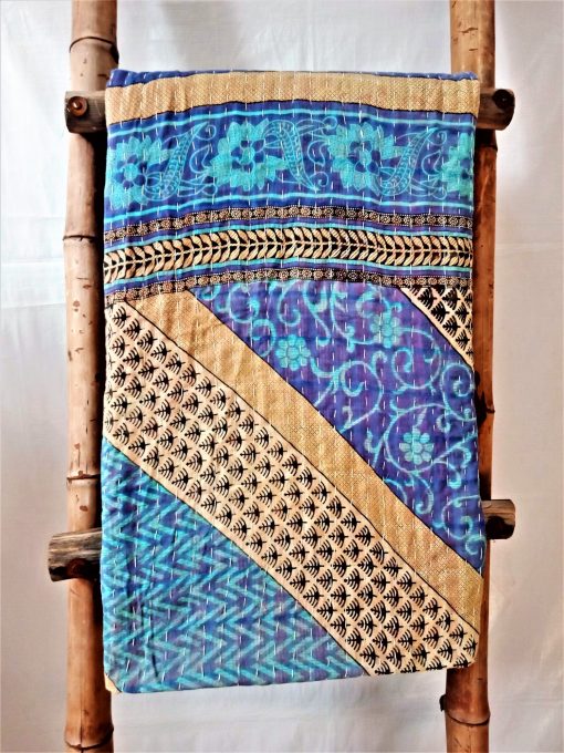 Floral Leaf Twin Kantha Throw