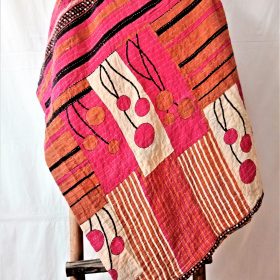 Red Pink Kantha Throw