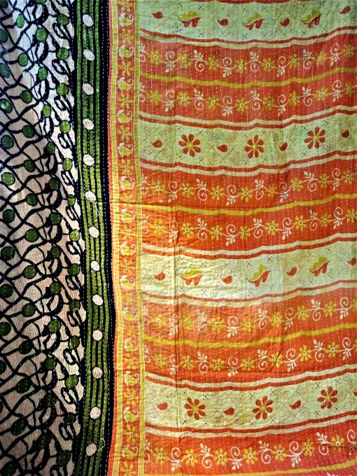 floral kantha vintage throw