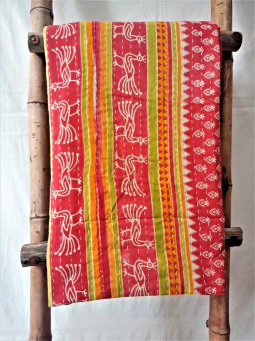 Peacock Kantha Gudari Throw