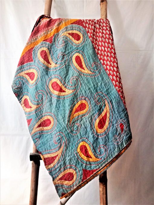 red blue kantha