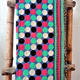 Polka Dot with Circles Vintage Kantha Quilt