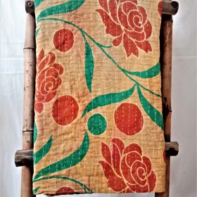 Floral Polka Vintage Kantha Quilt