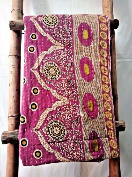 Polka Paisley Vintage Kantha Quilt