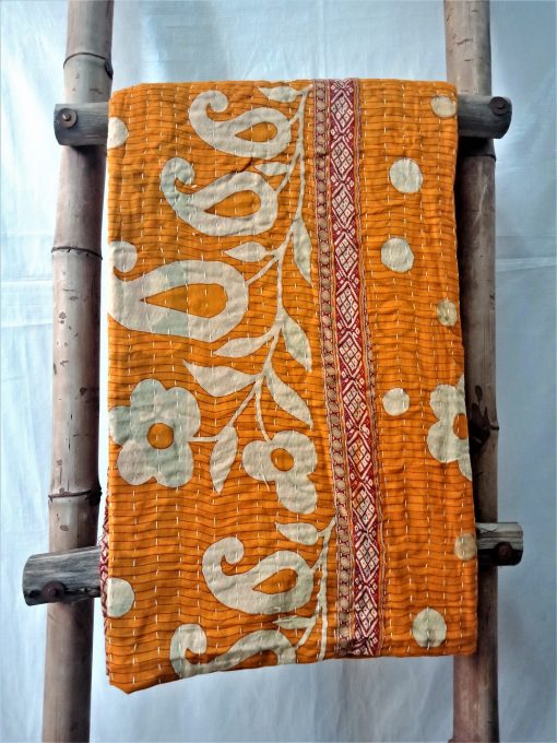 Paisley Polka Dot Indian Kantha Throw