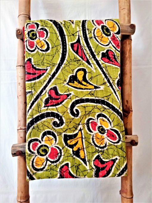 Spring Floral Pattern Cotton Kantha throw