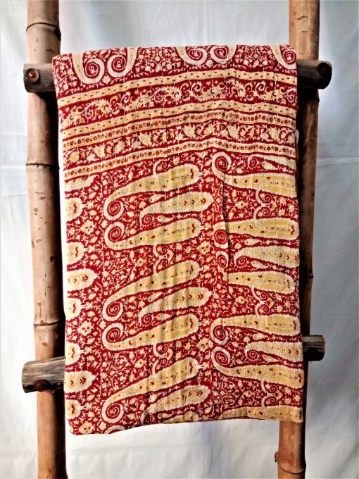 Indian Quilted Kantha Paisley Throw