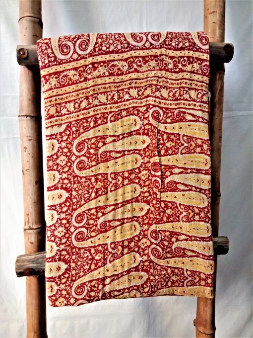 Indian Quilted Kantha Paisley Throw