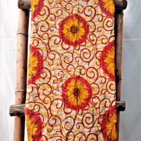 Sunflower Pattern Vintage Kantha Throw