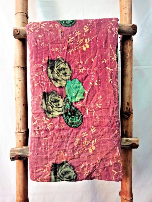 Roses Pattern Vintage Kantha Throw