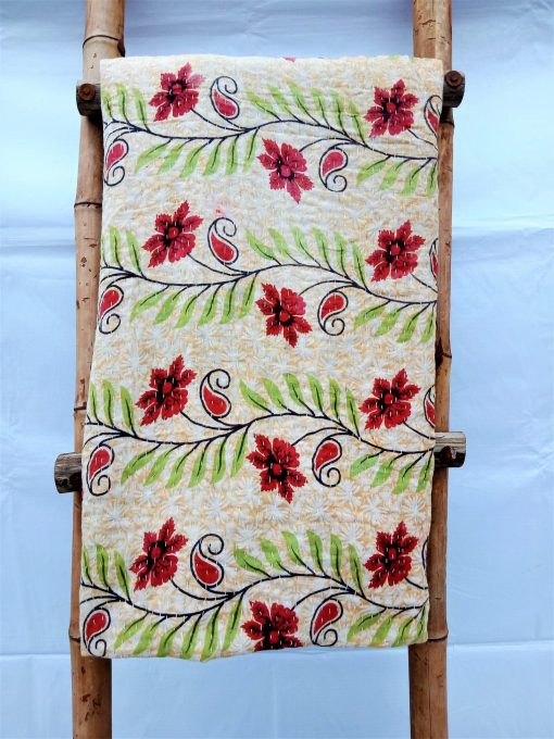 Floral Cotton Kantha Blanket by Makki