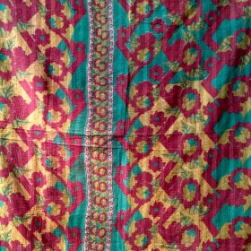 Summer Blossom Kantha Quilt Queen