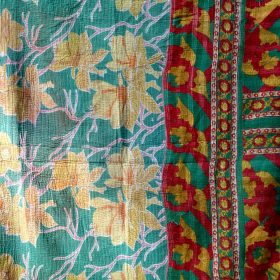 Summer Blossom Floral Kantha Quilt