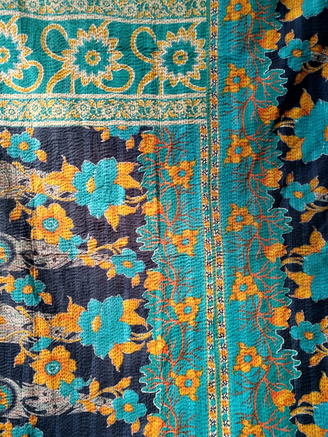 Floral Reversible Vintage Kantha Quilt Quilts at SALE Kantha Quilts