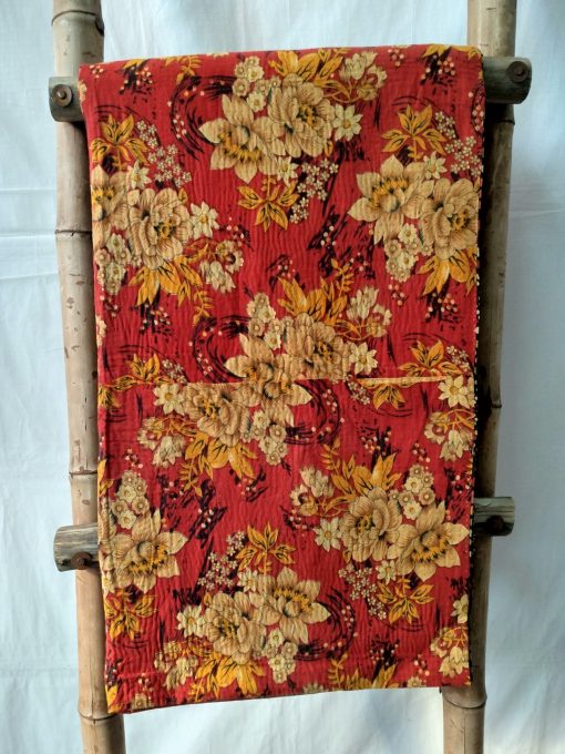 Geometric Floral Vintage Kantha Throw