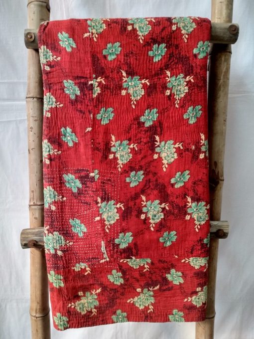 Love Color Red Vintage Kantha Throw