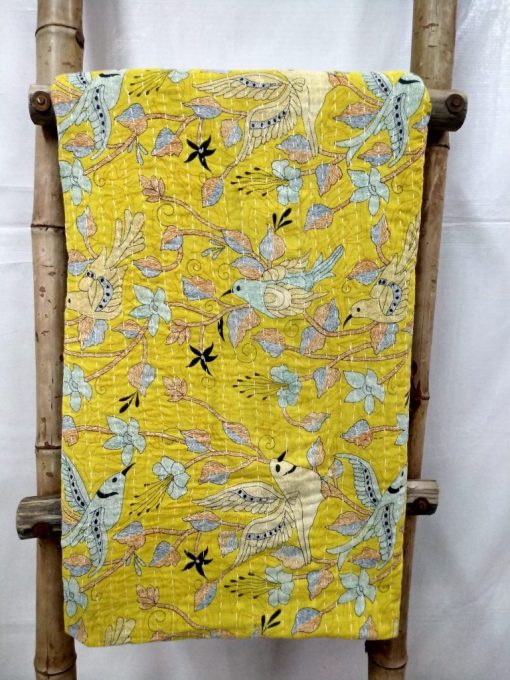 Rare Bird Print Kantha Quilt