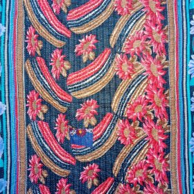 Twin Size Red Floral Kantha Quilt
