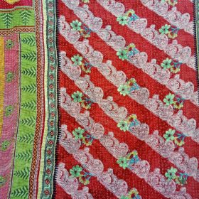 Twin Size Kantha Quilt Paisley Pattern