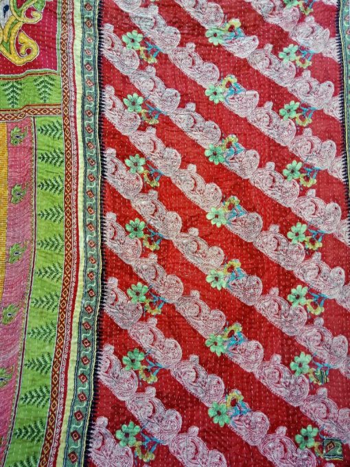 Twin Size Kantha Quilt Paisley Pattern