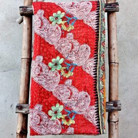 Handmade Kantha Quilt Paisley Pattern