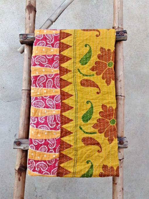 Vintage Handmade Kantha Quilt Paisley