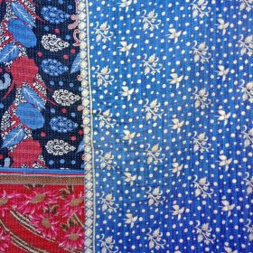 Polka Dot Cotton Reversible Kantha Quilt