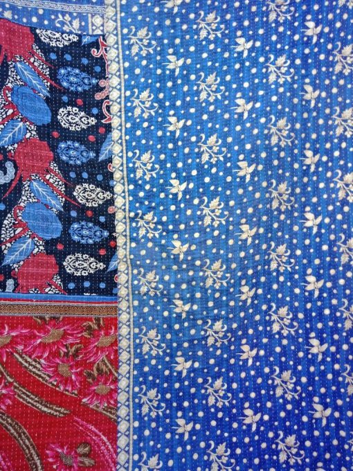 Polka Dot Cotton Reversible Kantha Quilt