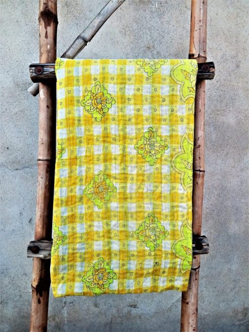 Polka Dot floral Kantha Throw