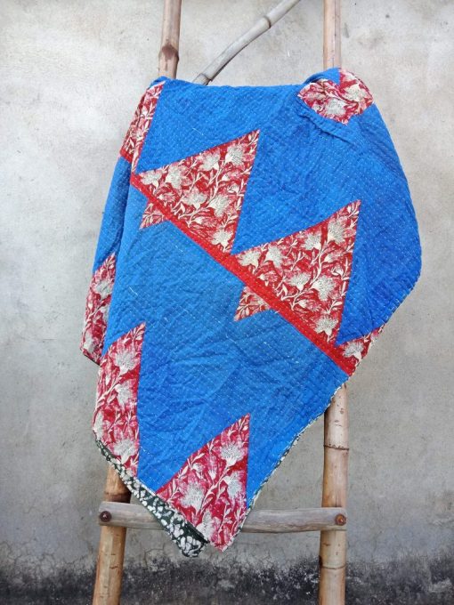 Blue Vintage Kantha Twin Throw