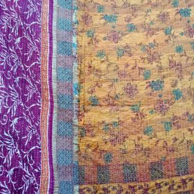 Floral Twin Size Vintage Kantha Quilt